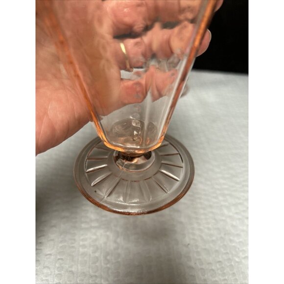 Vintage Anchor Hocking Pink PRINCESS Depression Footed Tumbler Glasses - Picture 3 of 6